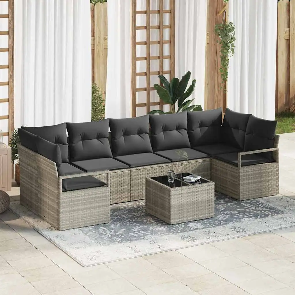 Ensemble de Canapés 8 pcs Gris clair et gris foncé polyrotin vidaXL 3346302