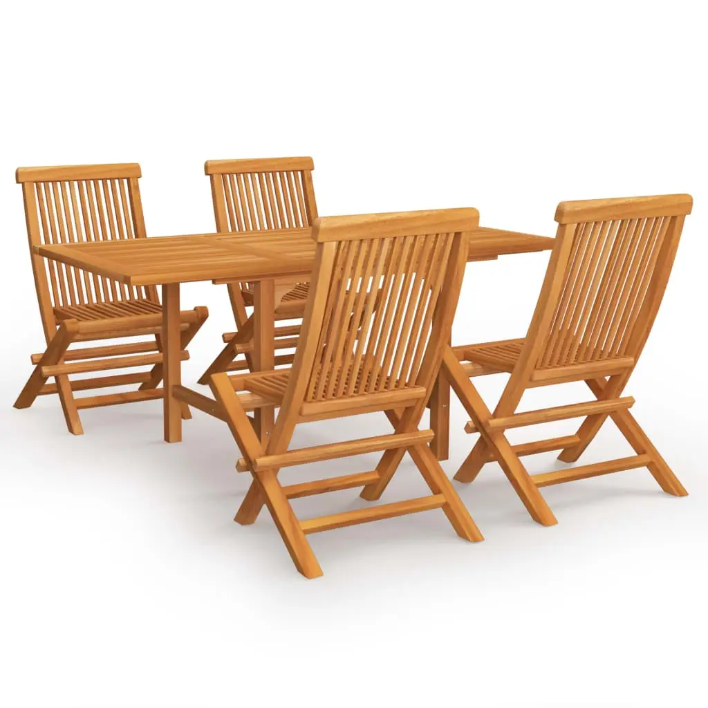 Ensemble de 5 pcs table de jardin avec chaises – mobilier de jardin Bois de teck massif-JU2858