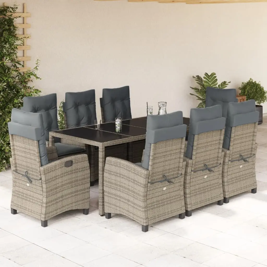 Ensemble de Jardin 8 Places en Polyrotin, Fauteuils Multi-Positions et Table Repas 190cm avec Plateau en Verre – ComfortXL Outdoor Living