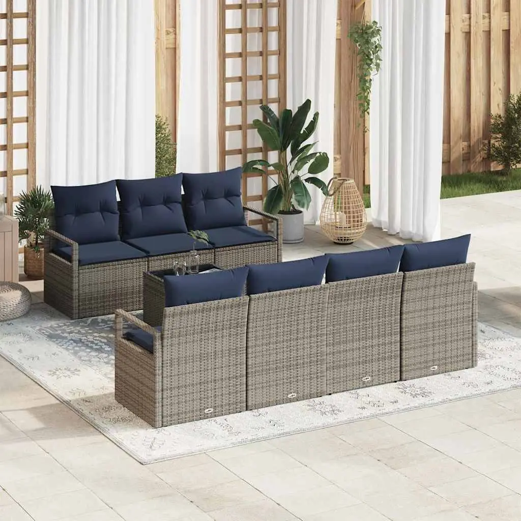 Ensemble de Canapés avec coussin 8 pcs Gris polyrotin vidaXL 3346295