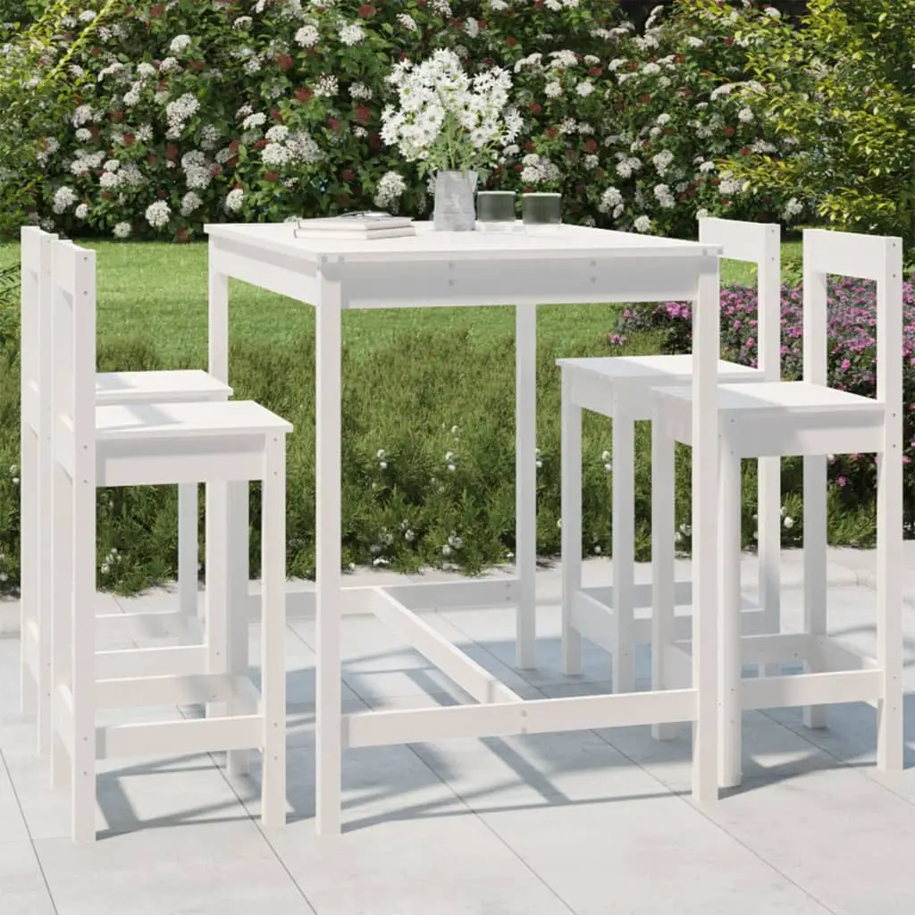 Ensemble de bar de jardin 5 pcs blanc bois massif de pin vidaXL 3154751