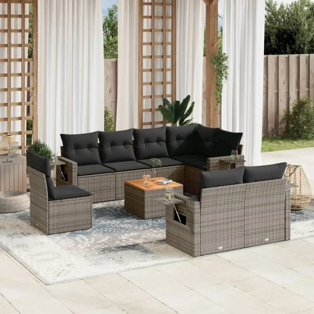 Ensemble Canapé Modulable de Jardin Résine Tressée Gris 8 Places avec Coussins Imperméables – ComfortXL Outdoor Living