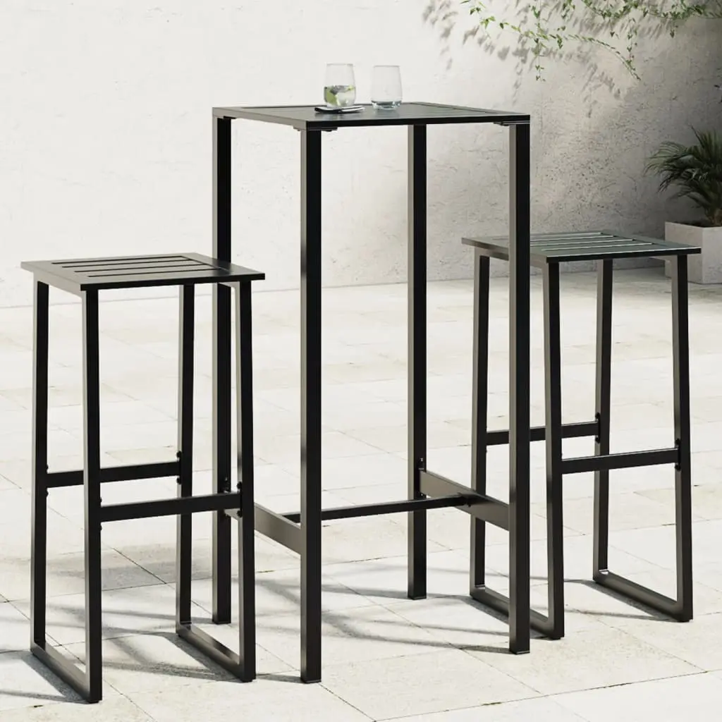 Ensemble de bar de jardin 3 pcs noir acier enduit de poudre vidaXL 3283750