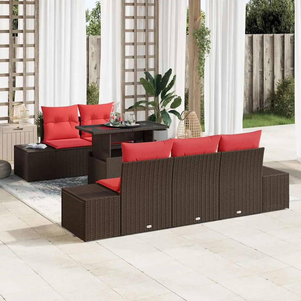Ensemble de Canapés 6 pcs Marron et rouge polyrotin vidaXL 3349100