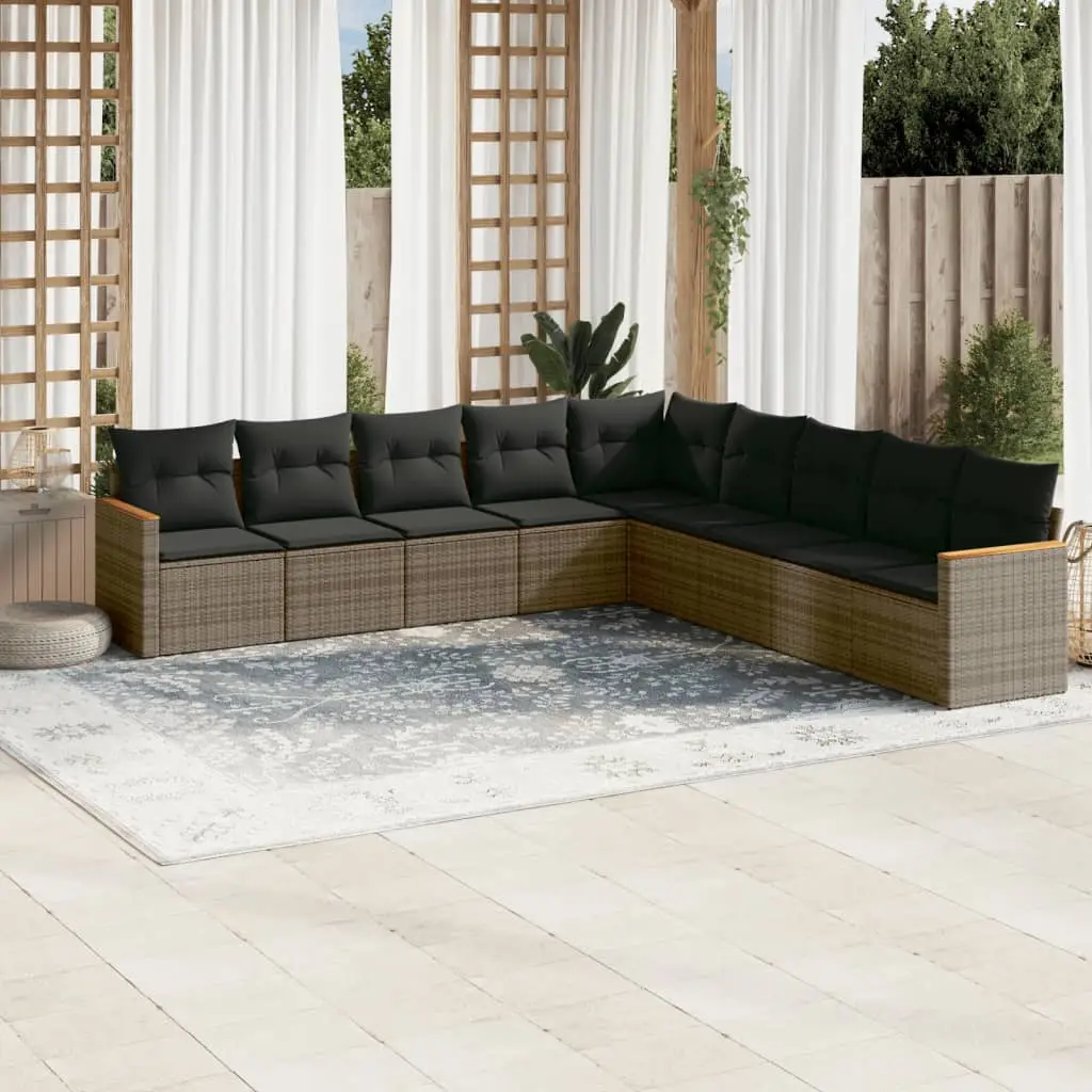 Ensemble canapé de jardin 9 places Résine tressée Modulable avec rangement intégré Gris – ComfortXL Outdoor Living