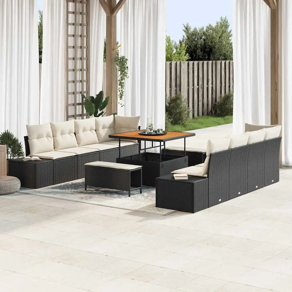 Ensemble de canapé de jardin Noir 264 x 62 x 85 cm Poly rotin vidaXL 3364715