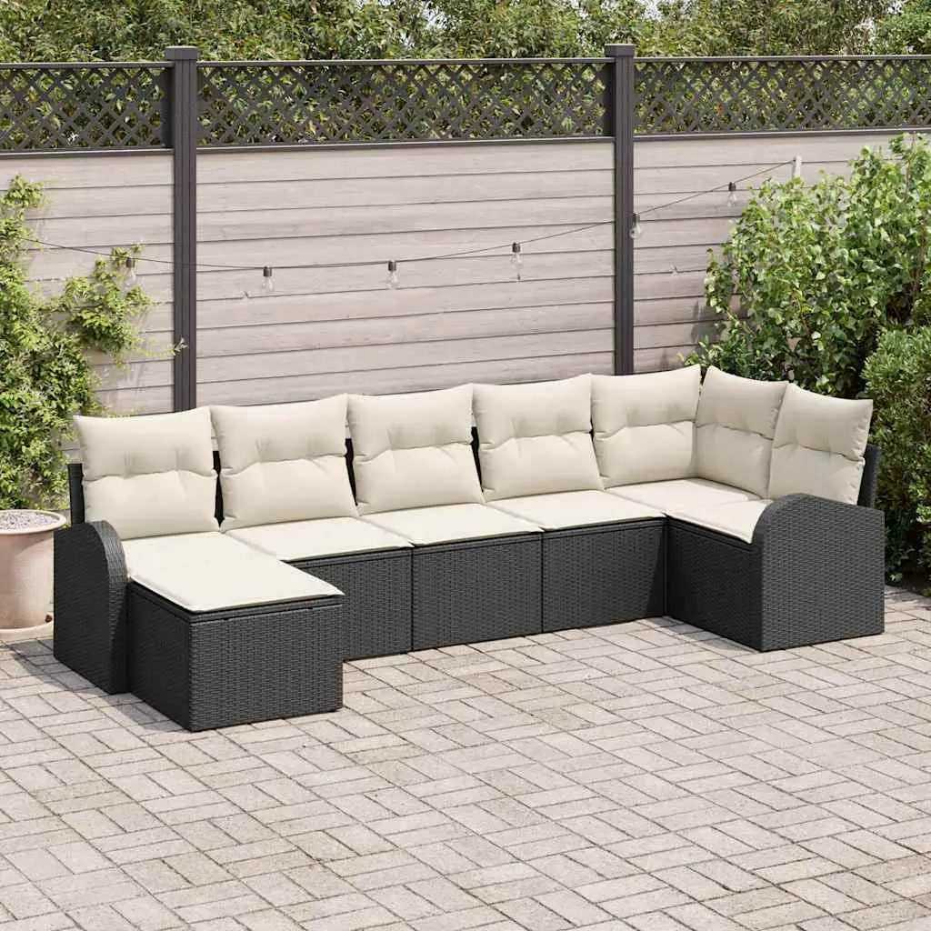 Ensemble de Canapés avec coussin 7 pcs Noir polyrotin vidaXL 3354796
