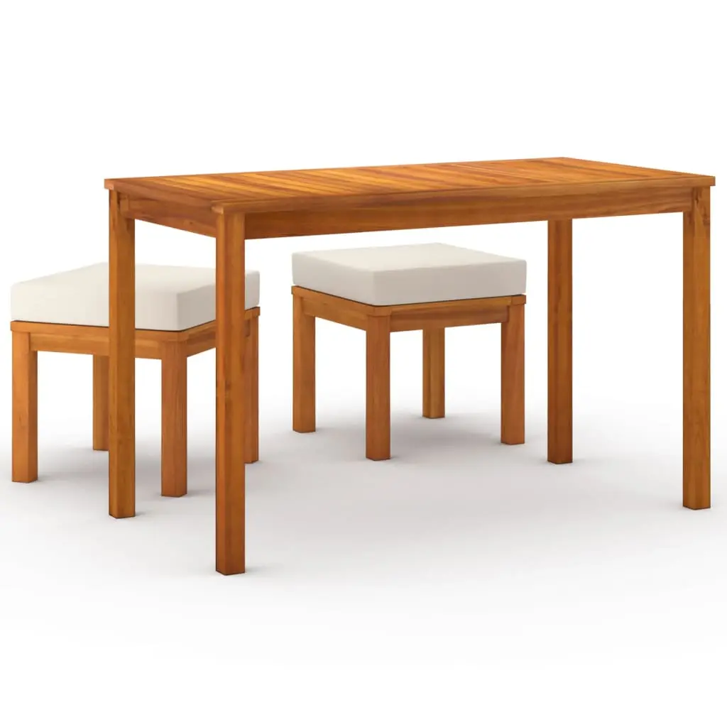 Ensemble de 3 pcs table de jardin avec chaises – mobilier de jardin et coussins Acacia solide-JU2686