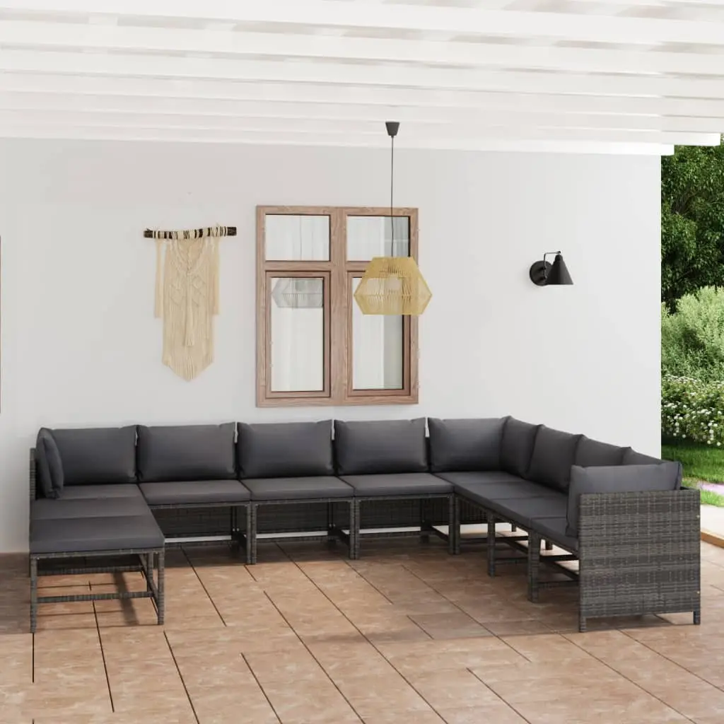 Ensemble Canapé Extérieur XXL 11 Pièces Résine Tressée Robuste Coussins Confortables Design Moderne Gris – ComfortXL Outdoor Living