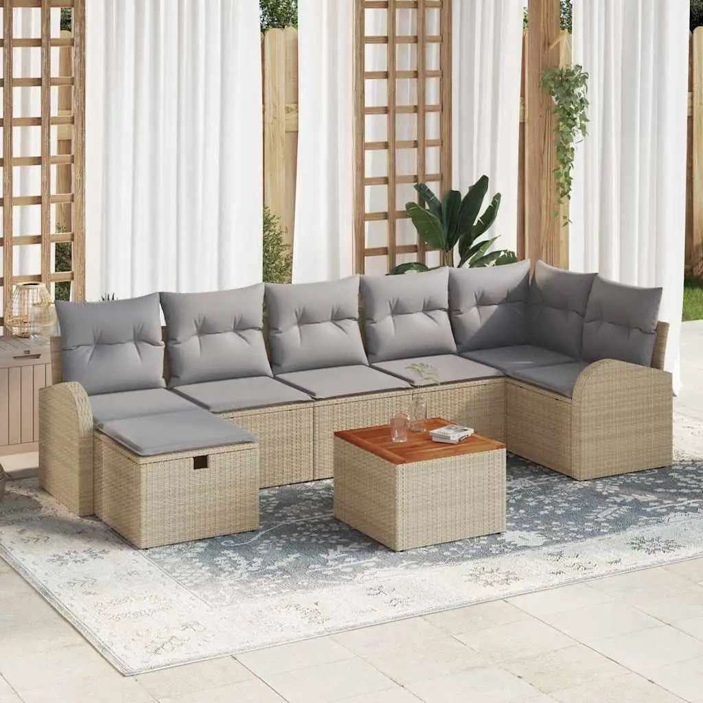Ensemble de canapés 7 places avec rangement en résine tressée Beige – ComfortXL Outdoor Living