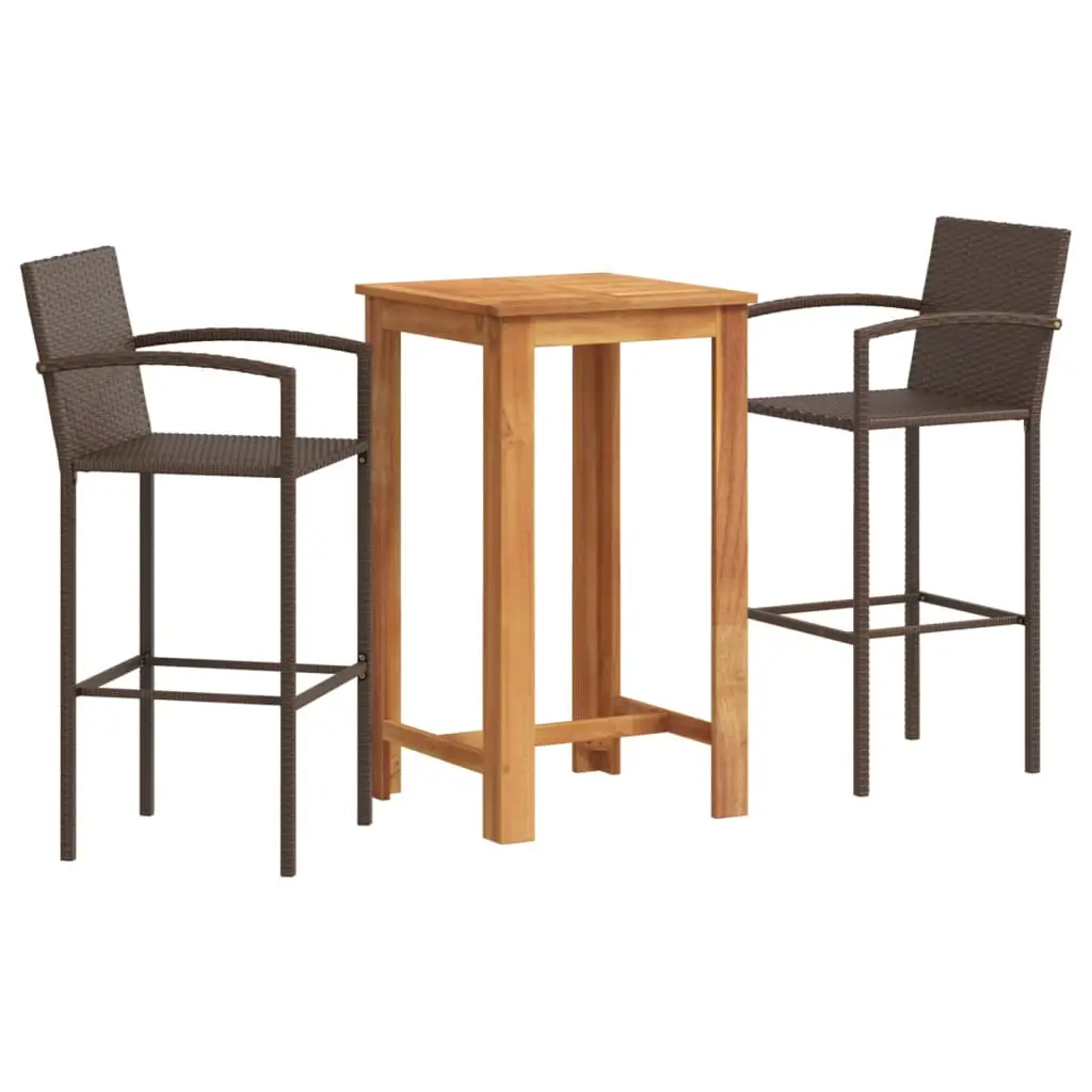 Ensemble de 3 pcs bar de jardin – Mobilier d’extérieur – Mobilier de jardin marron bois massif acacia rotin-JU2278