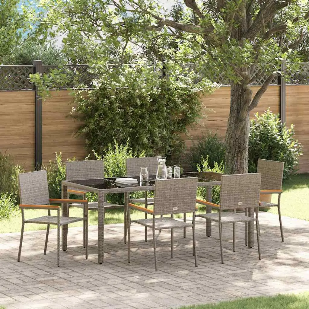 Ensemble de salle à manger pour jardin 7 pcs Gris polyrotin vidaXL 3365397
