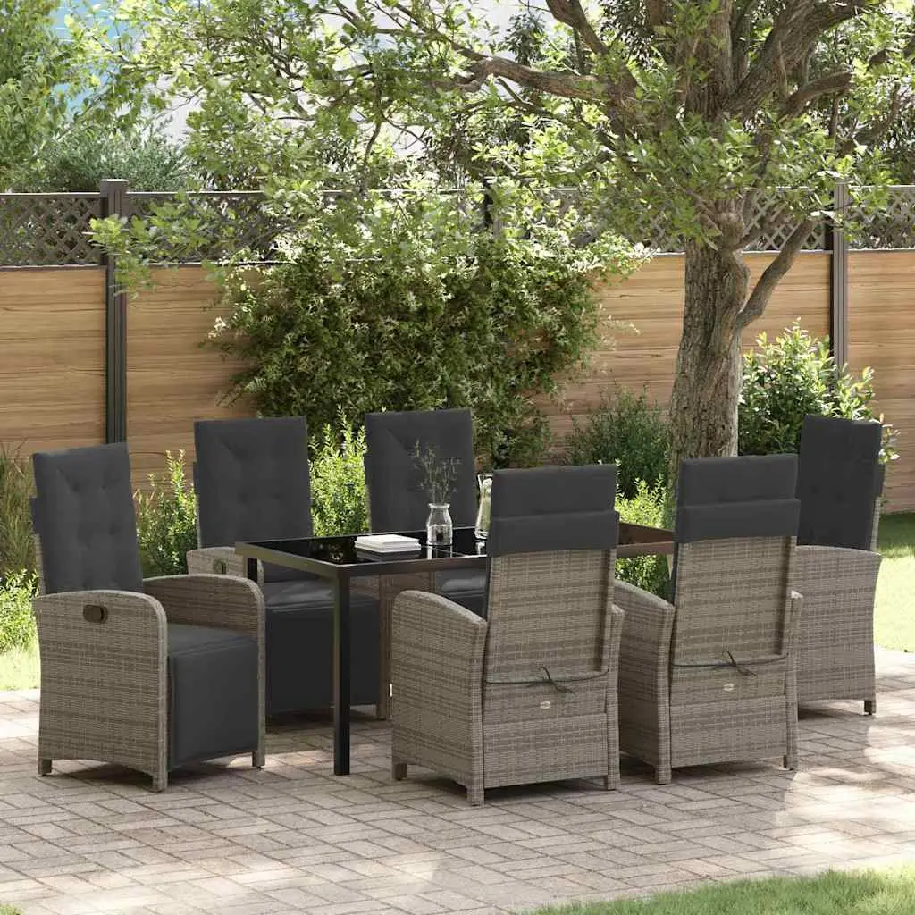 Ensemble de salle à manger pour jardin 7 pcs Gris polyrotin vidaXL 3380327