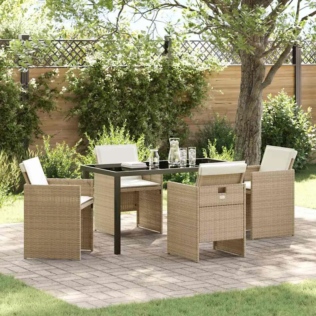 Ensemble de repas de jardin 5 pcs pliant en résine tressée pour balcon Beige – ComfortXL Outdoor Living