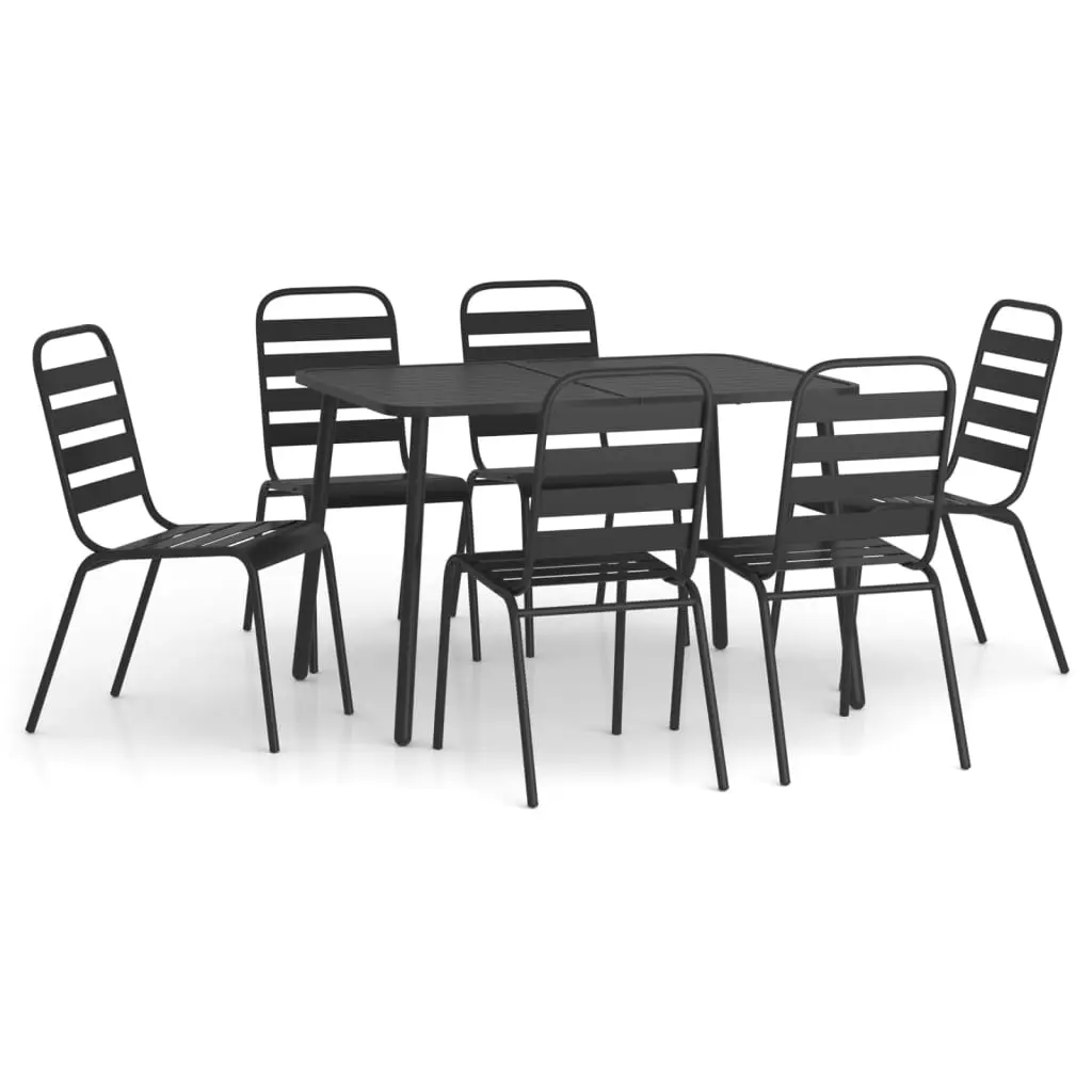 Ensemble de 7 pcs table de jardin avec chaises – mobilier de jardin anthracite acier