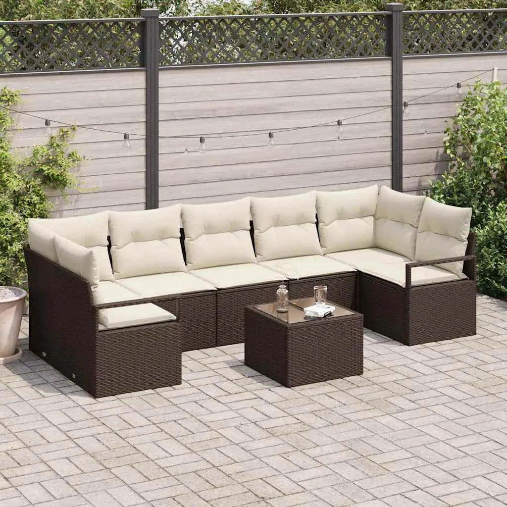 Ensemble de Canapés 8 pcs Marron et Crème polyrotin vidaXL 3346298