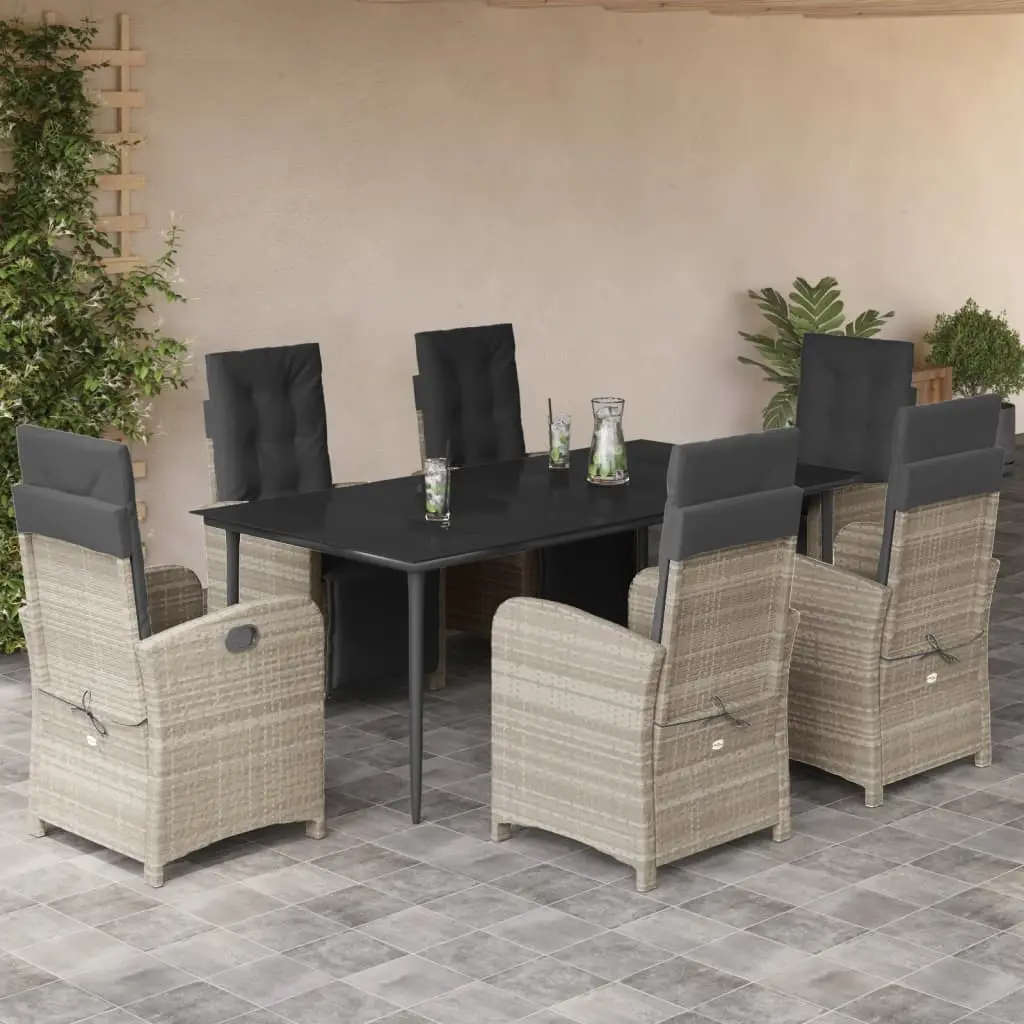 Ensemble de Jardin Repas 6 Postes, Chaises Relax Inclinables et Table Acier 200cm – ComfortXL Outdoor Living