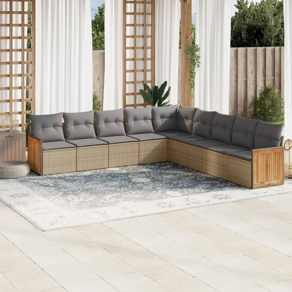 Ensemble canapés de jardin 9 pcs beige en résine tressée avec rangement et confort – ComfortXL Outdoor Living
