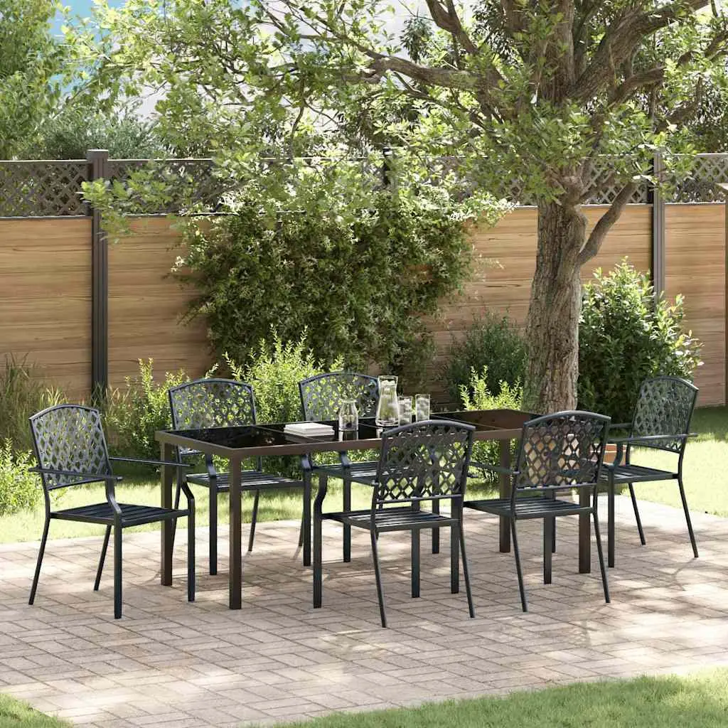 Ensemble de salle à manger pour jardin 7 pcs Anthracite vidaXL 3379308