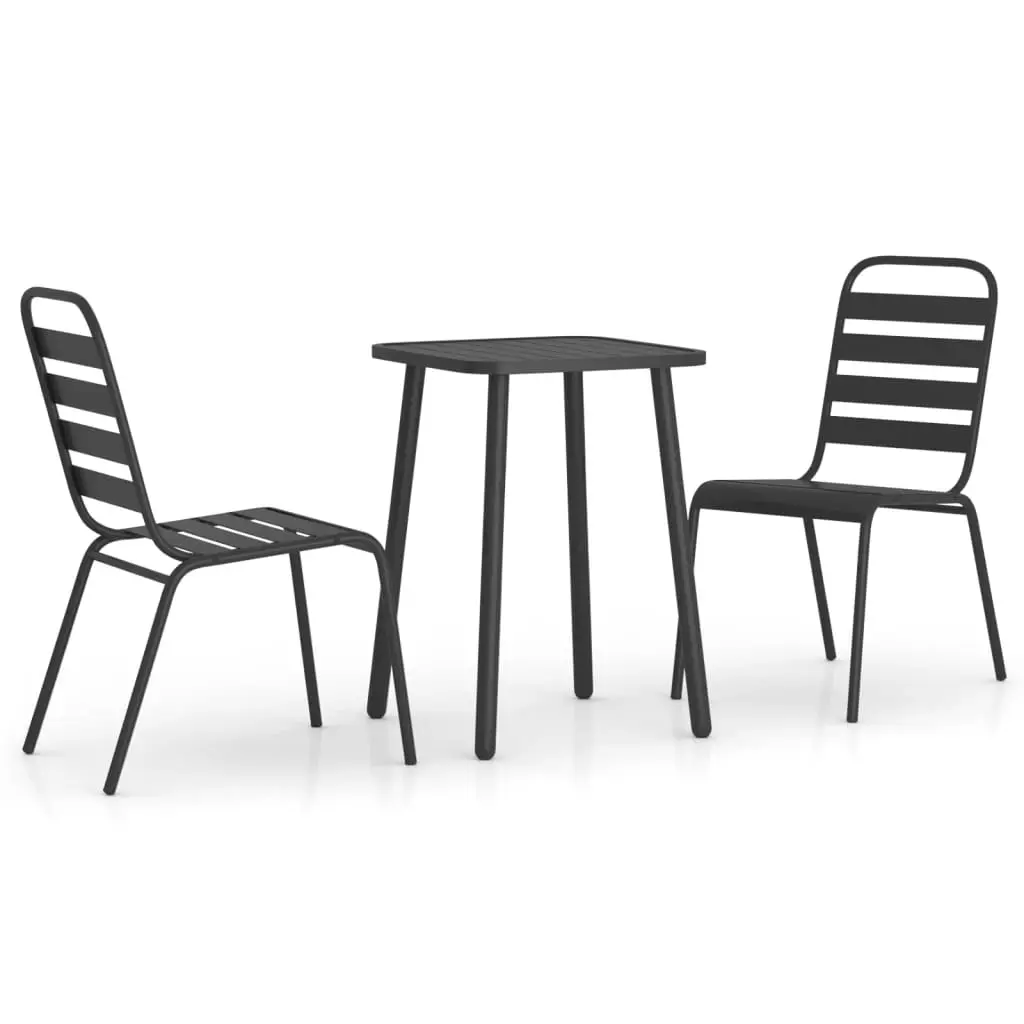 Ensemble de 3 pcs table de jardin avec chaises – mobilier de jardin anthracite acier-JU2943