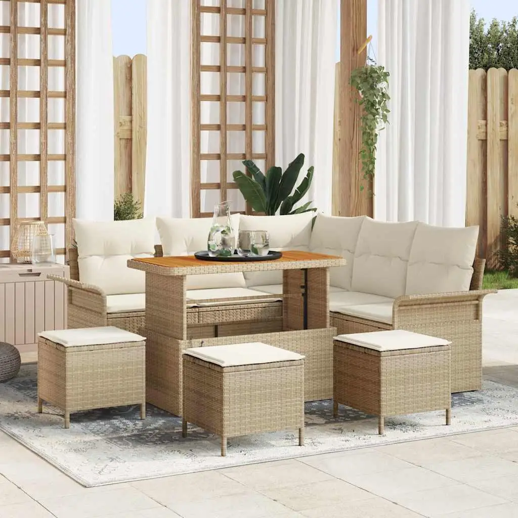 Ensemble canapés de jardin 9 pièces polyrotin pour 8 personnes terrasse Beige – ComfortXL Outdoor Living