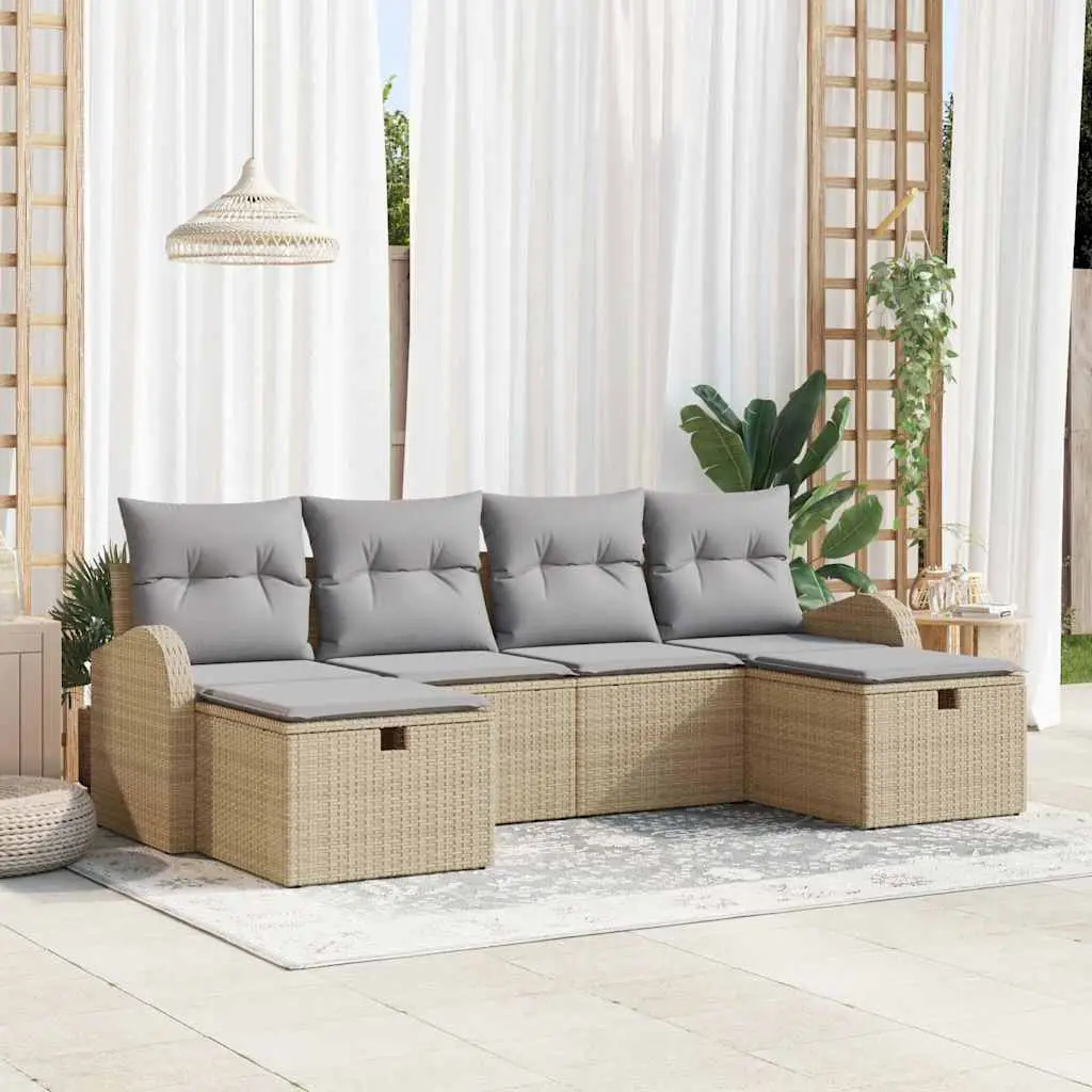 Ensemble de Canapés 6 pcs Beige et Gris clair polyrotin vidaXL 3359119
