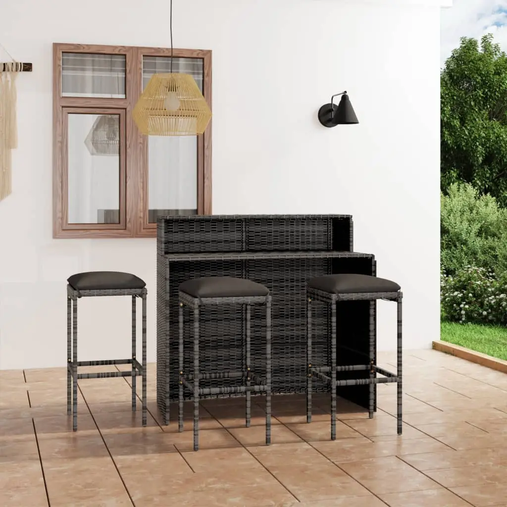 Ensemble de bar de jardin avec coussins 4 pcs Gris vidaXL 3064877