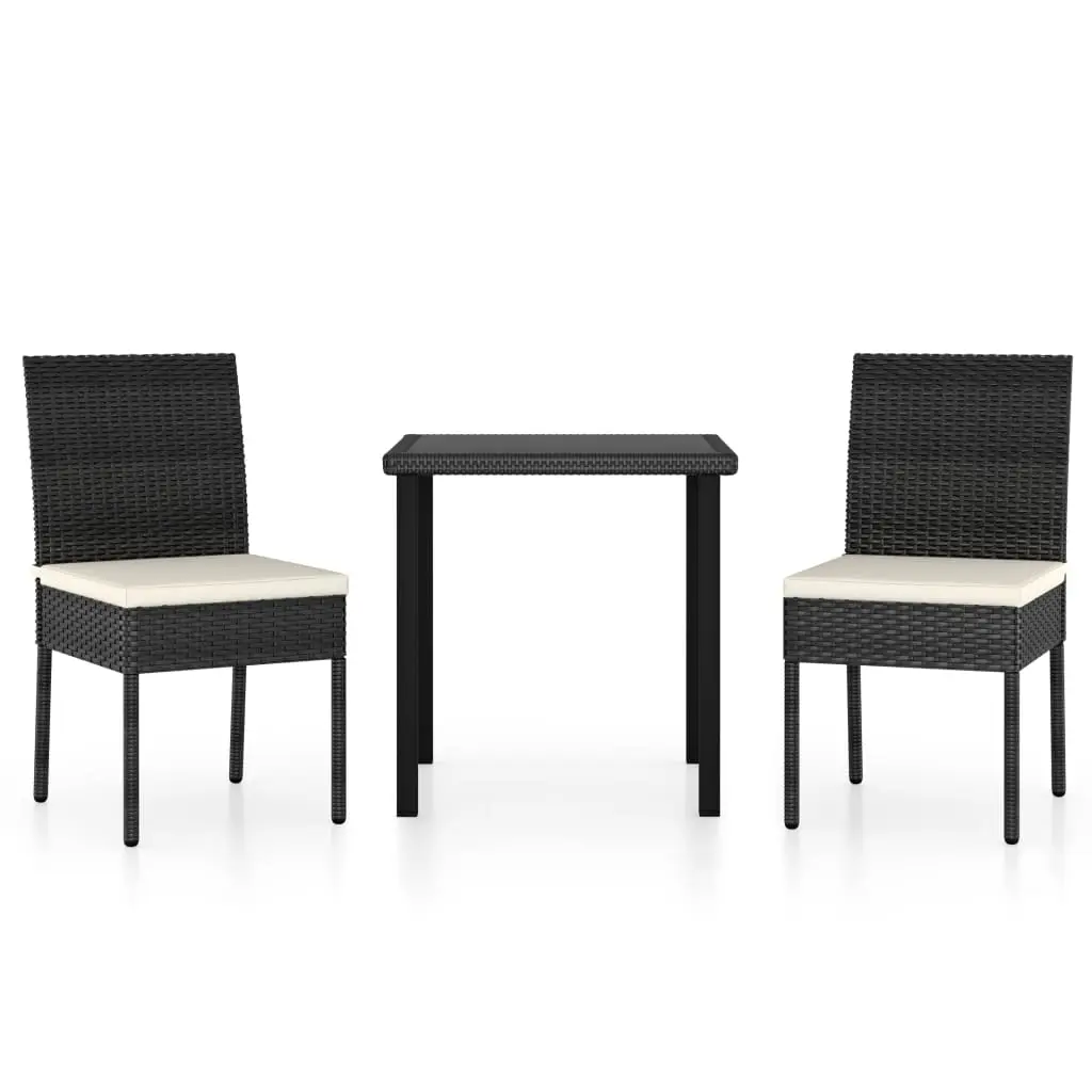 Ensemble de 3 pcs table de jardin avec chaises – mobilier de jardin Résine tressée Noir-JU2352