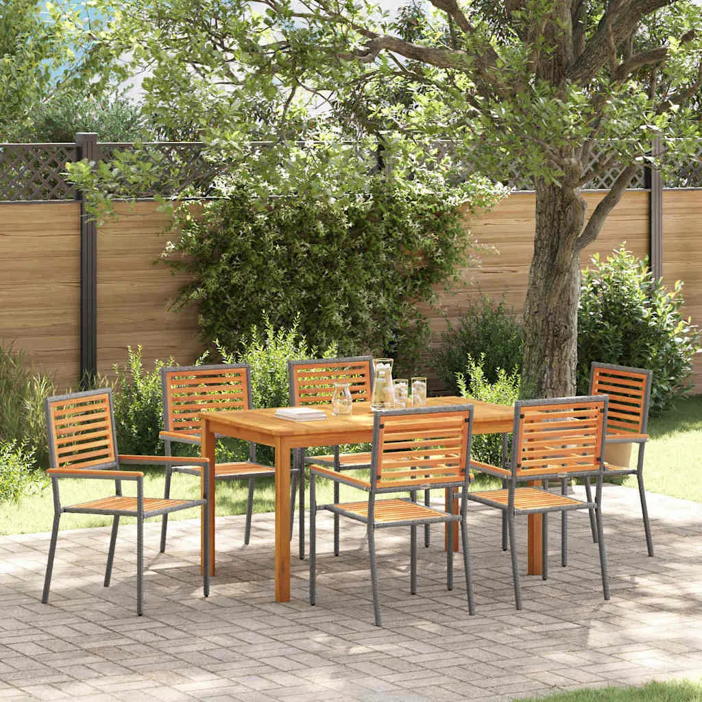Ensemble de salle à manger pour jardin 7 pcs Gris vidaXL 3365539