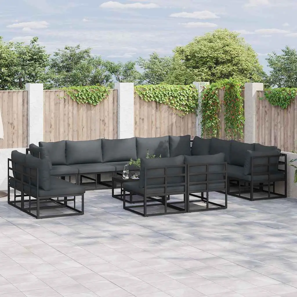 Ensemble Canapé Modulable 13 Pièces en Aluminium pour 13 Personnes Extérieur Noir – ComfortXL Outdoor Living