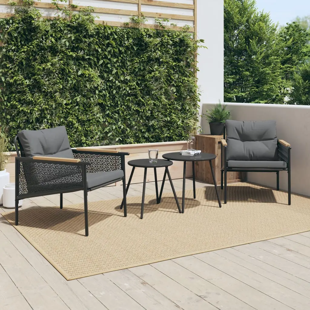 Ensemble de meubles de balcon 4 pcs avec coussins acier noir vidaXL 4009302