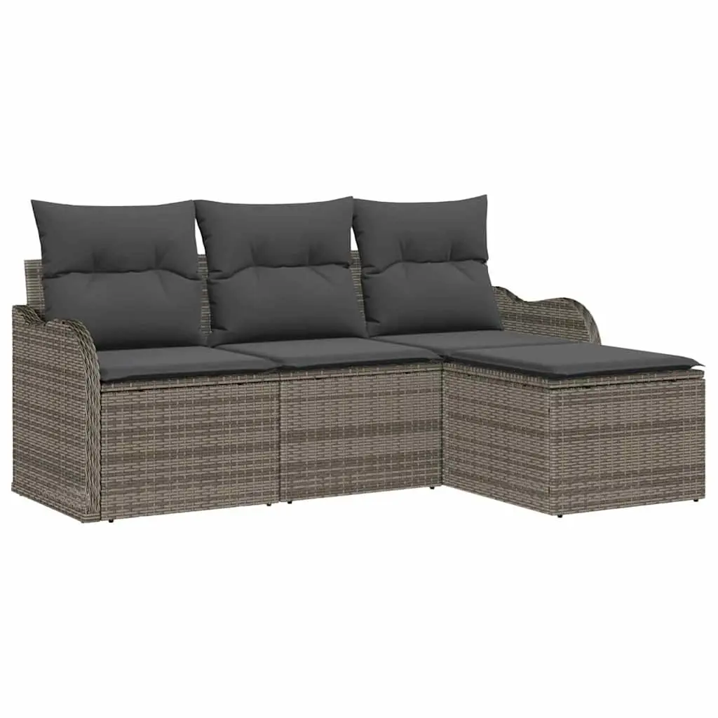 Ensemble de canapé de jardin avec stockage 4 pcs | Canapé D’extérieur | Sofa De Jardin Gris polyrotin Maison Chic