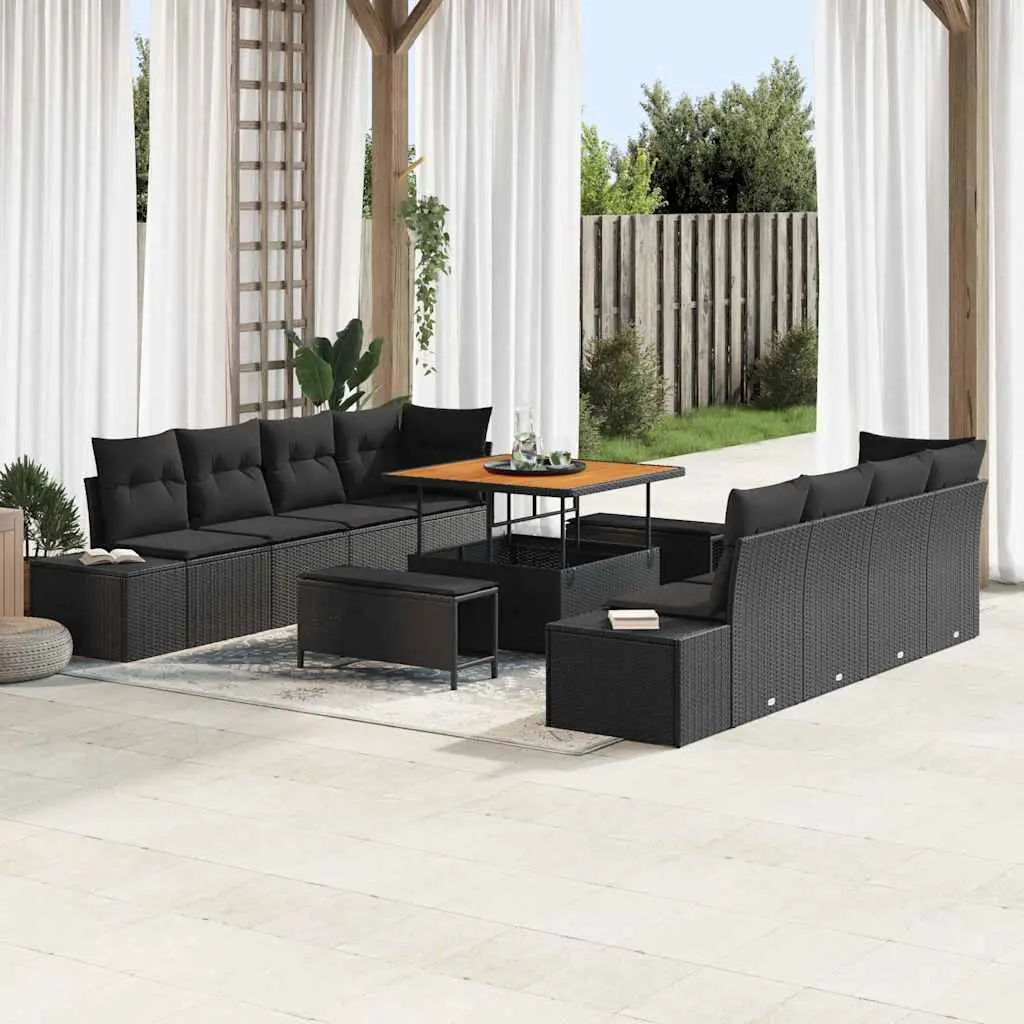 Ensemble de canapé de jardin Noir 100 x 100 x 71 cm Poly rotin vidaXL 3364714