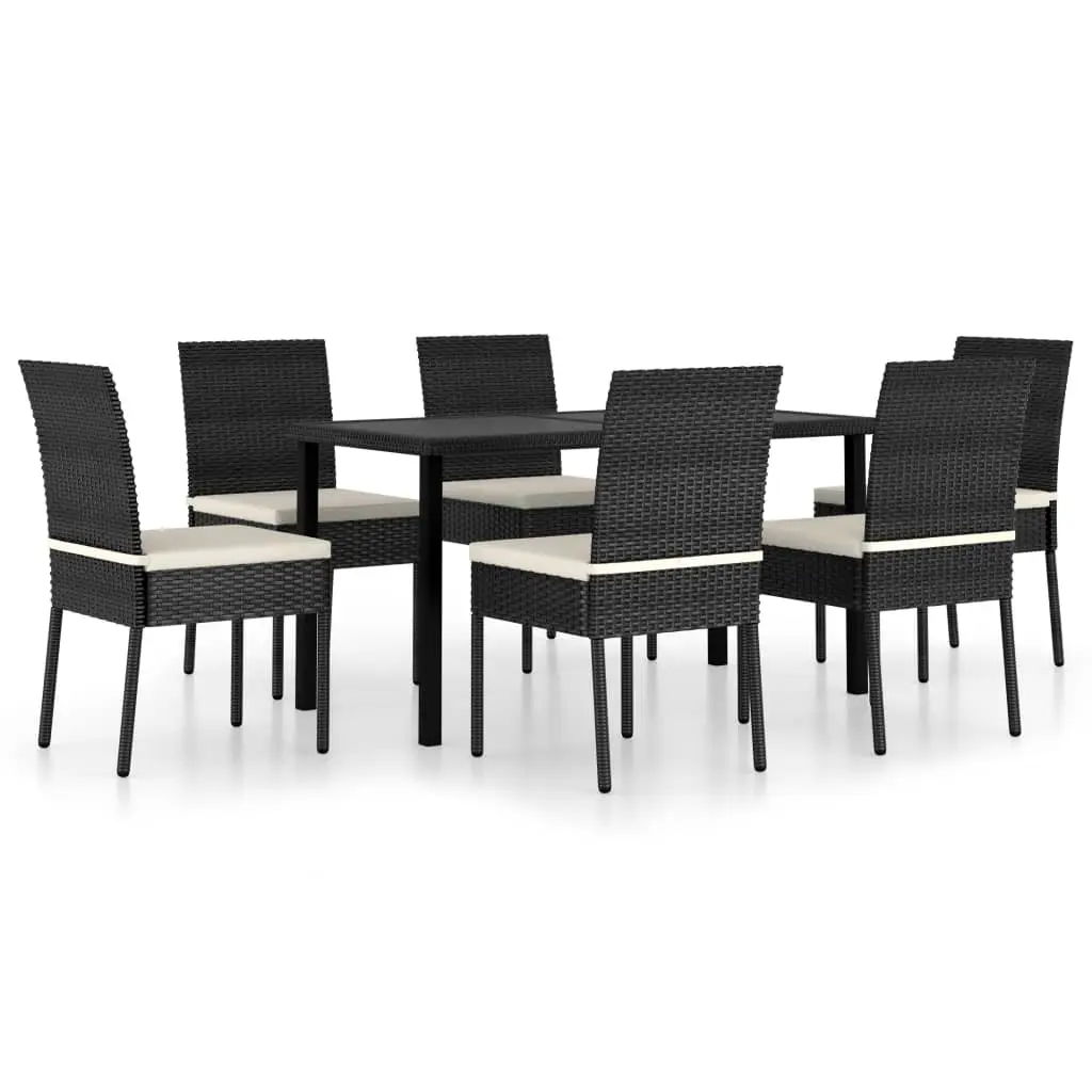 Ensemble de 7 pcs table de jardin avec chaises – mobilier de jardin Résine tressée Noir-JU2481