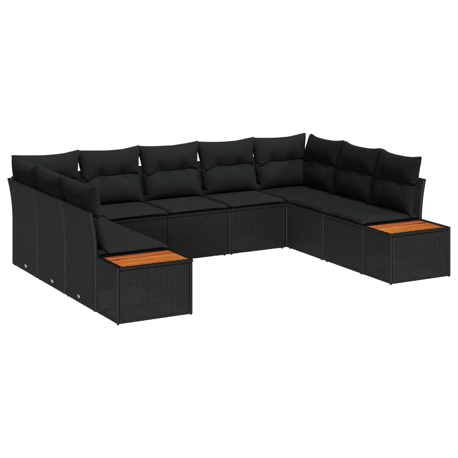 Ensemble de canapé de jardin avec coussin 9 pcs Noir Poly rotin vidaXL 3348164