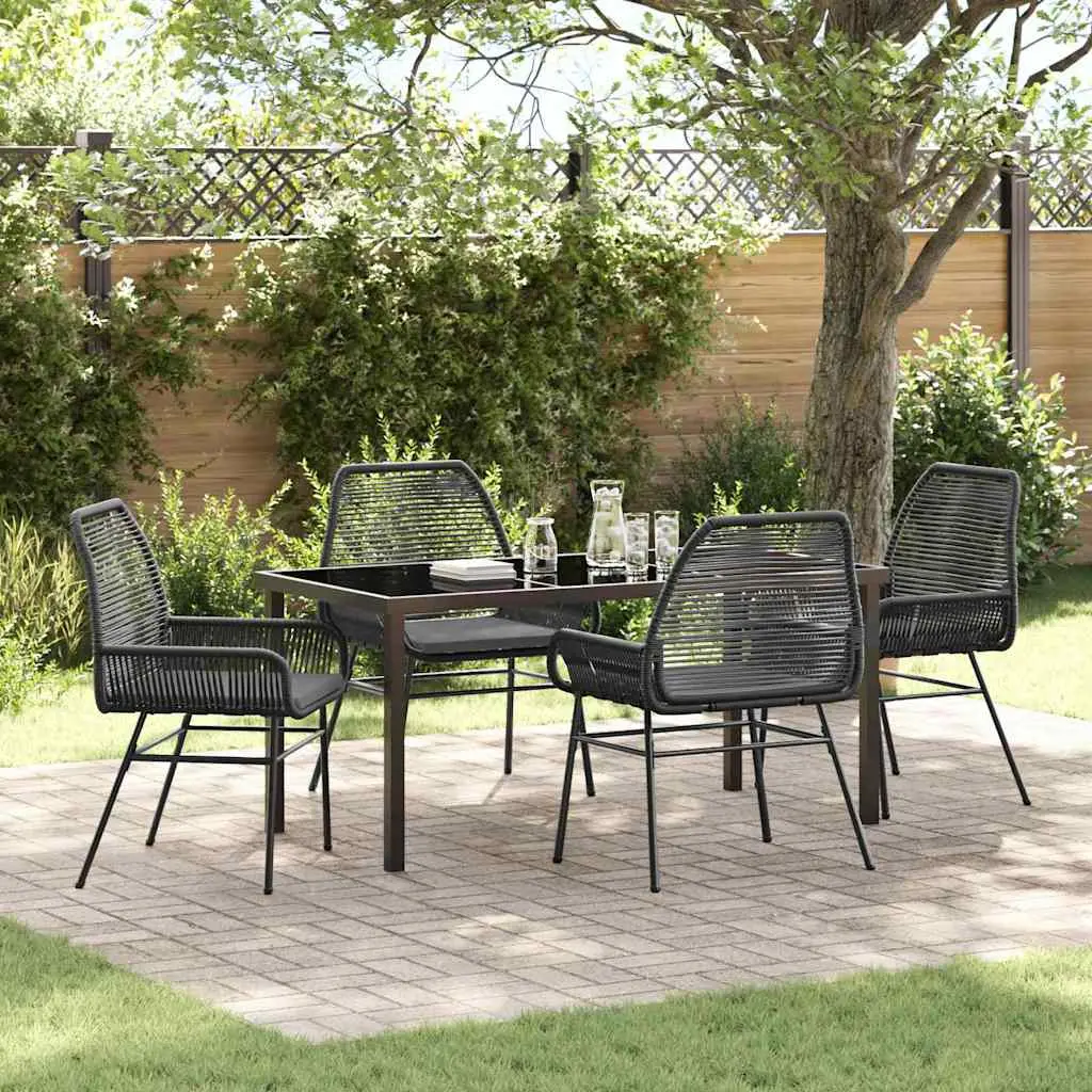 Ensemble de salle à manger pour jardin 5 pcs Noir polyrotin vidaXL 3380872