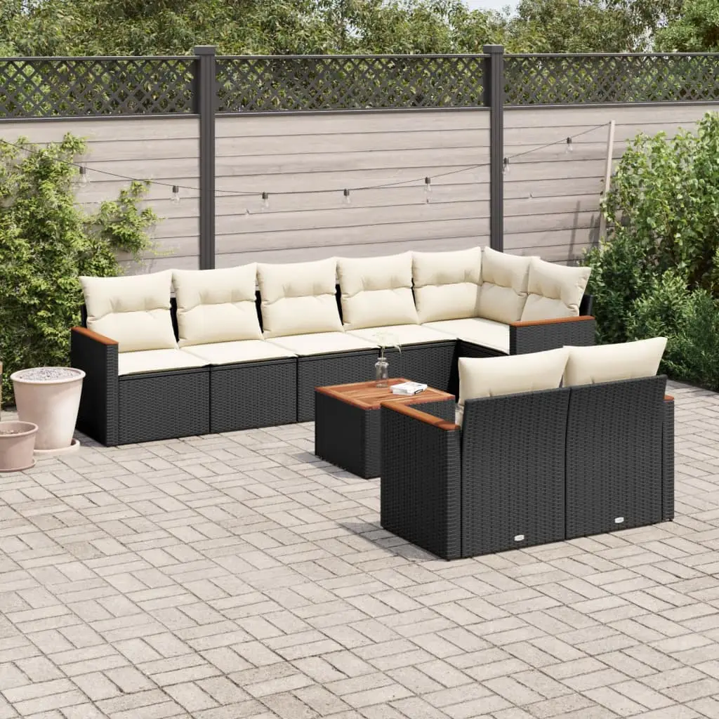 Ensemble de Jardin Modulable 9 Places Résine Tressée avec Rangement Coussins Crème – ComfortXL Outdoor Living