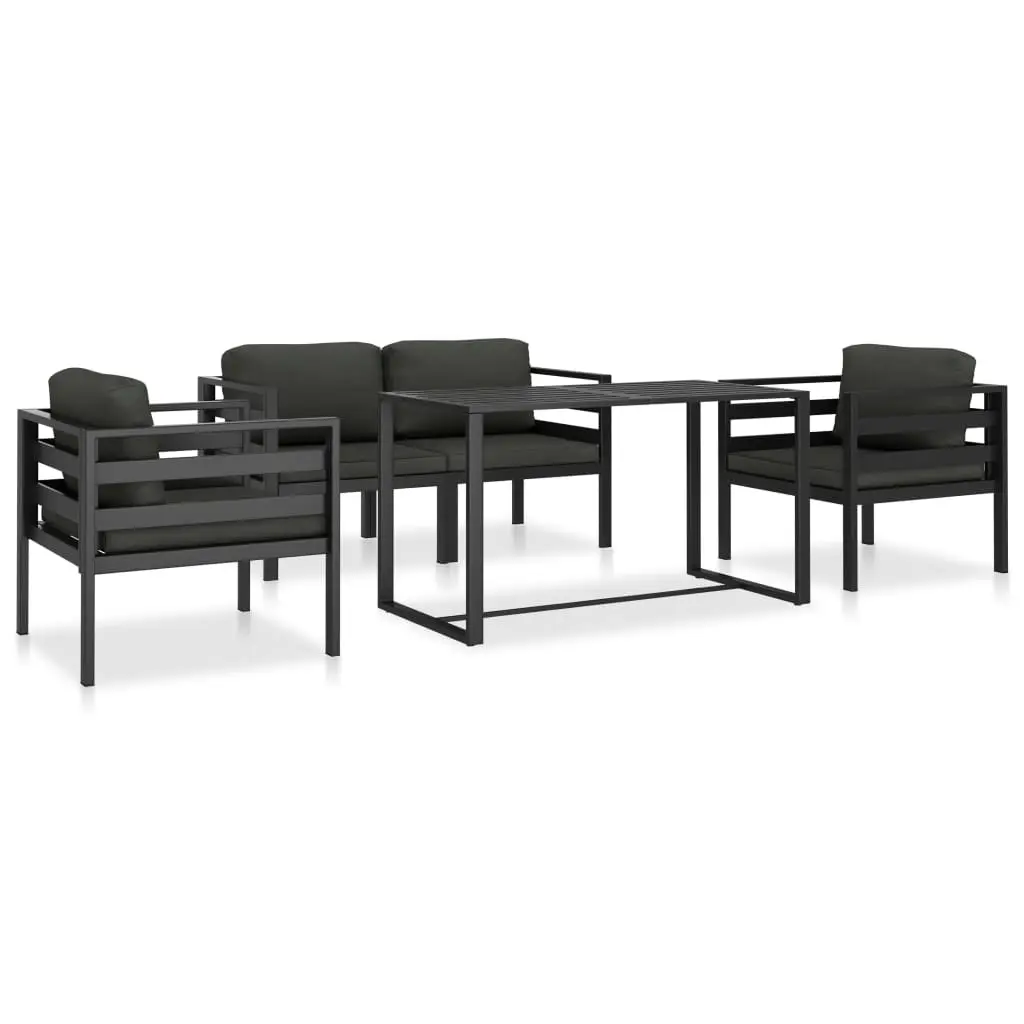 Ensemble de canapés 5 pcs avec coussins Aluminium Anthracite vidaXL 49236
