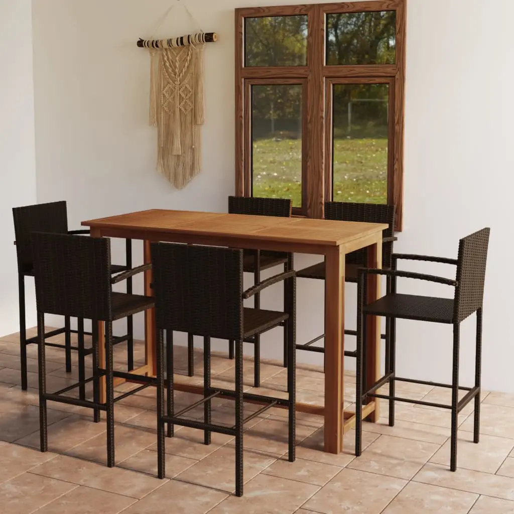 Ensemble de bar de jardin 7 pcs Marron vidaXL 3068016