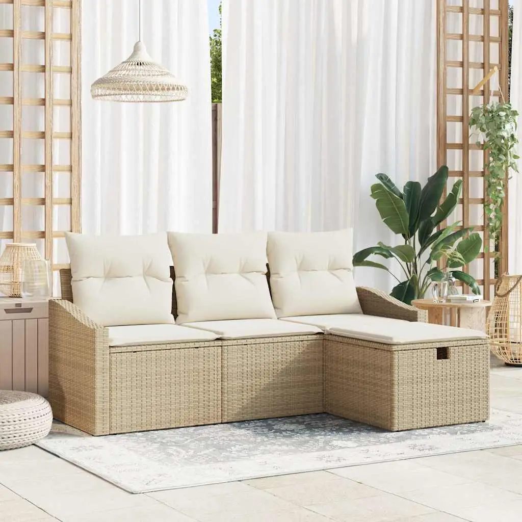 Ensemble de Canapés avec coussin 4 pcs polyrotin vidaXL 3360582