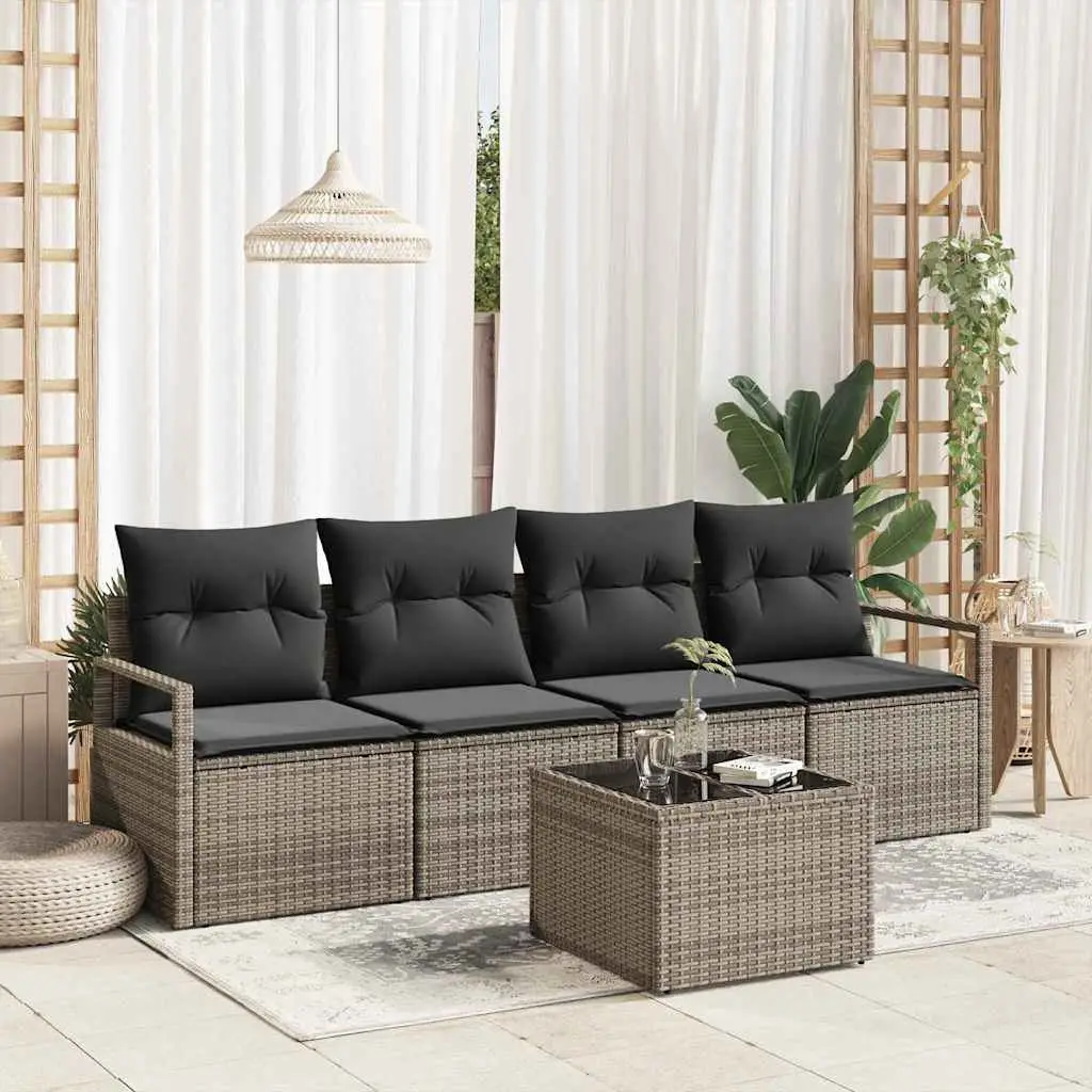 Ensemble de Canapés avec coussin 5 pcs Gris polyrotin vidaXL 3346249