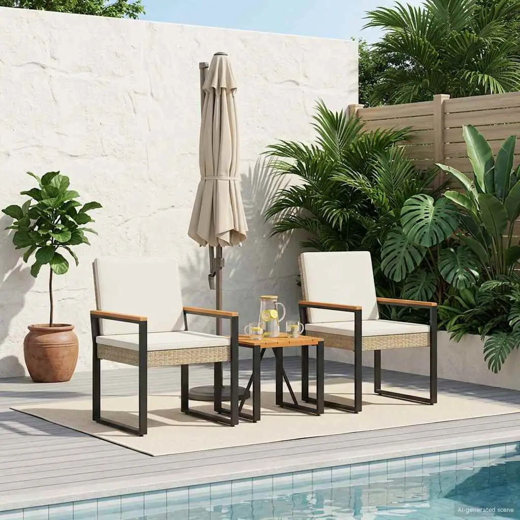 Ensemble de meubles d’extérieur 3 pcs Beige et blanc crème vidaXL 42025333