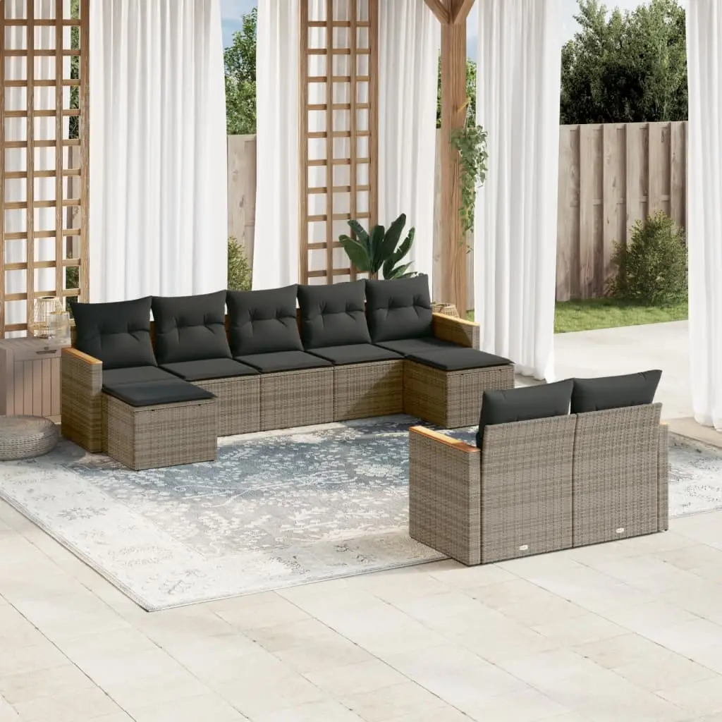 Ensemble canapé modulable 9 pcs Résine tressée avec coffre de rangement extérieur Gris – ComfortXL Outdoor Living