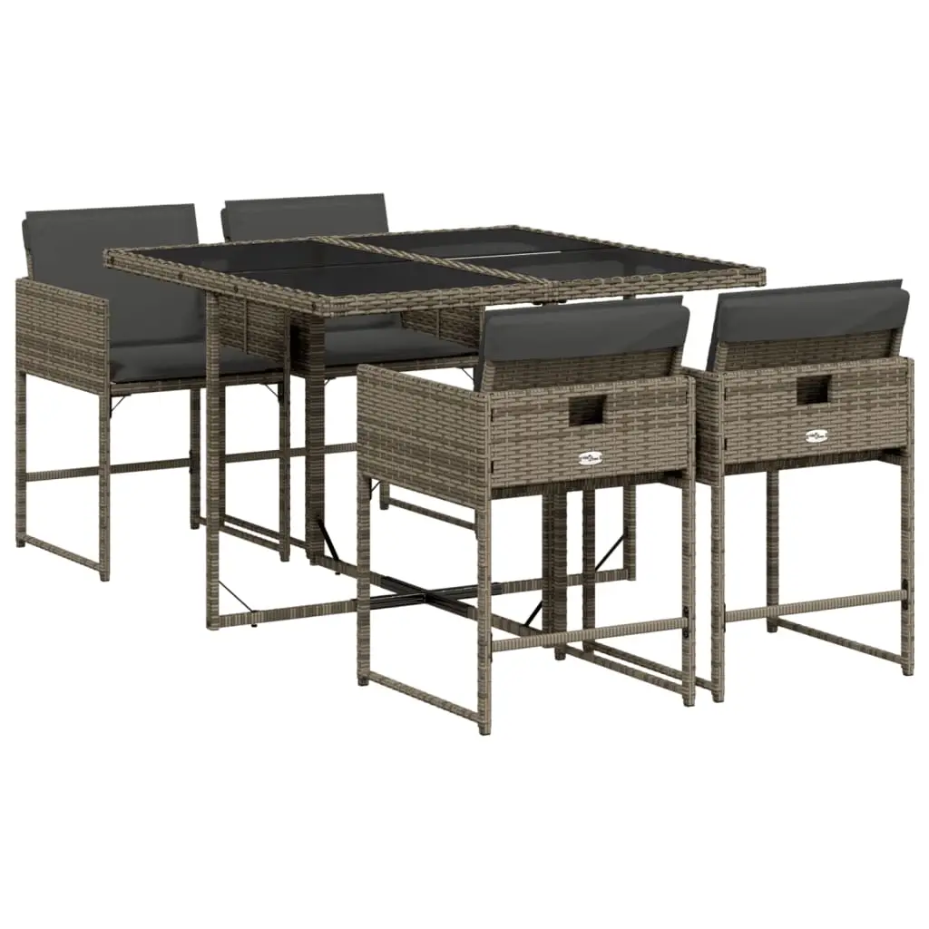 Ensemble de 5 pcs table de jardin avec chaises – mobilier de jardin coussins gris résine tressée-JU2501