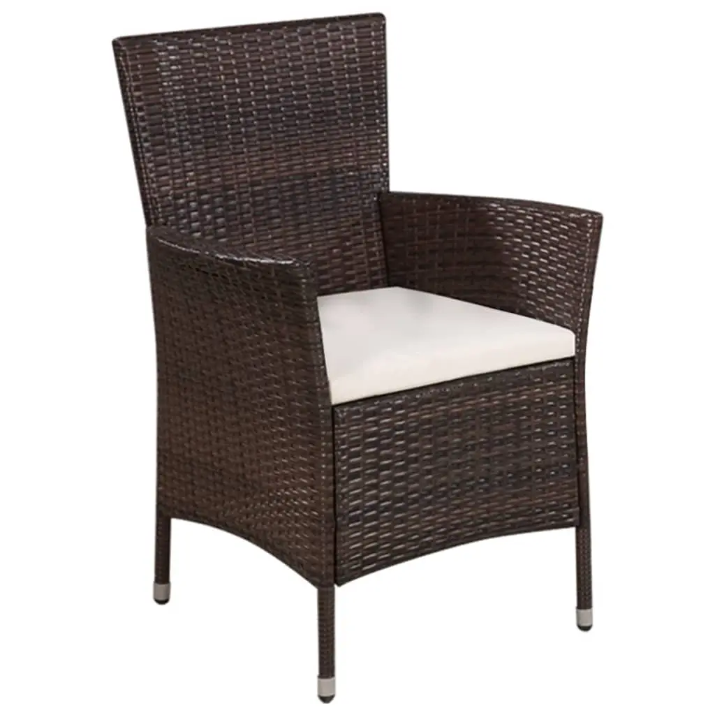 Ensemble Chaise et tabouret d’extérieur – Fauteuil de jardin – Chaise de jardin et coussins Résine tressée Brun