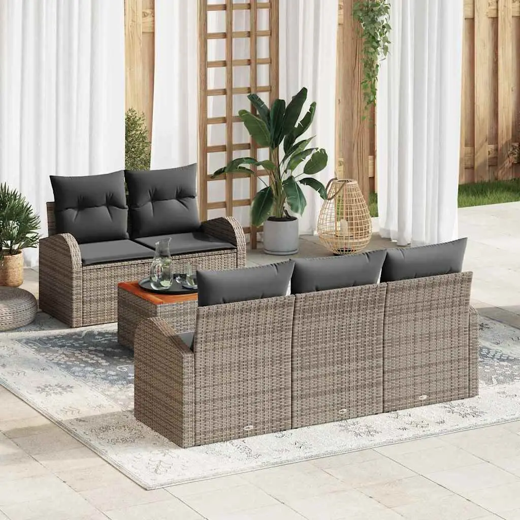 Ensemble de canapé de jardin avec stockage 6 pcs Gris polyrotin vidaXL 3356186