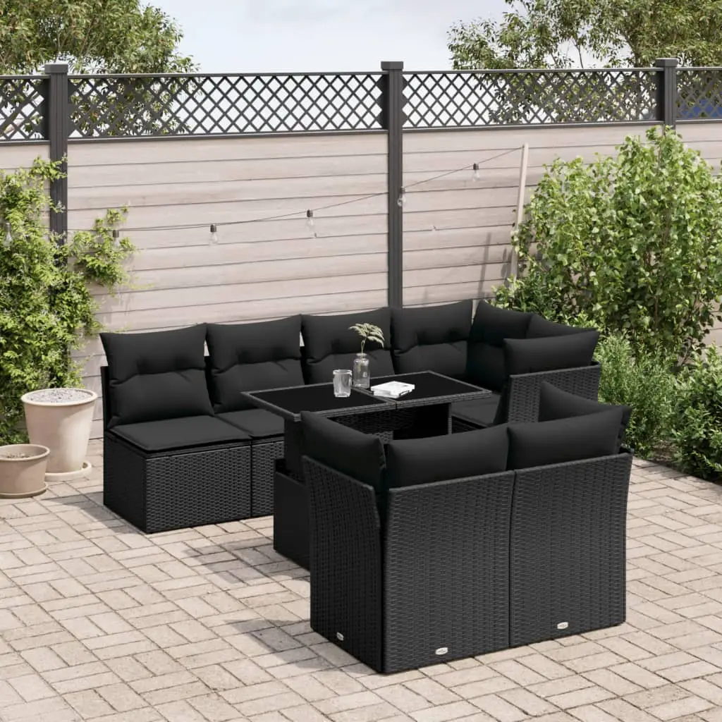 Ensemble de jardin 7 pièces avec table à hauteur réglable et canapé modulable Noir – ComfortXL Outdoor Living