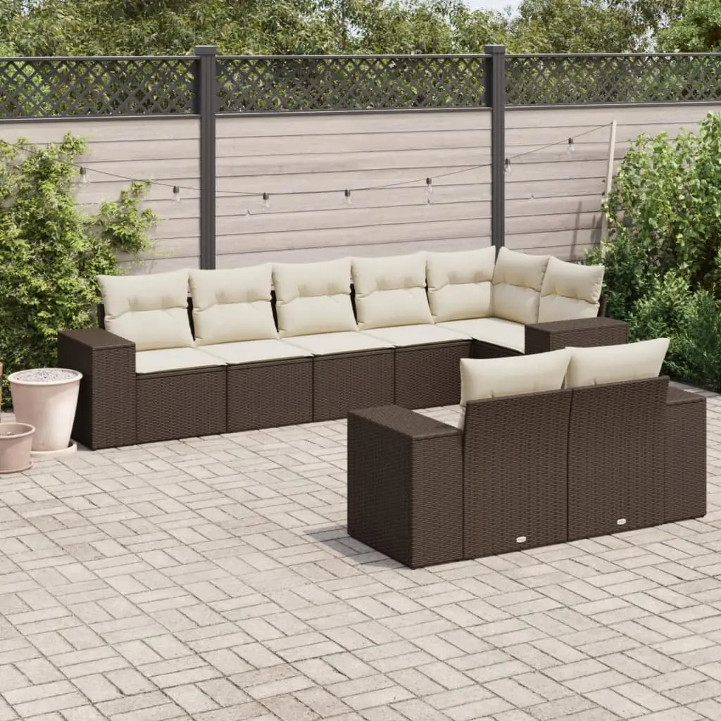 Ensemble Canapés 8 places Résine Tressée Modulable pour Grand Jardin Marron – ComfortXL Outdoor Living