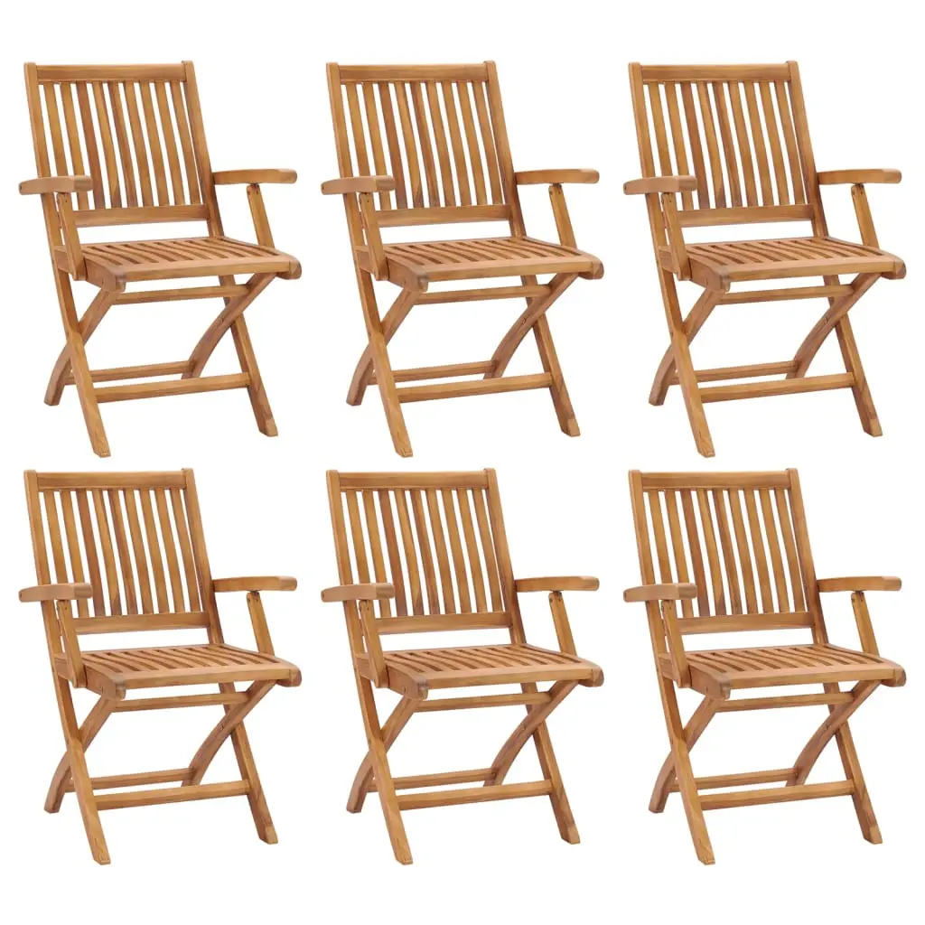 Ensemble de 6 Chaises d’Extérieur Pliantes en Teck Solide pour Balcon et Jardin Résistantes aux Intempéries – ComfortXL Outdoor Living