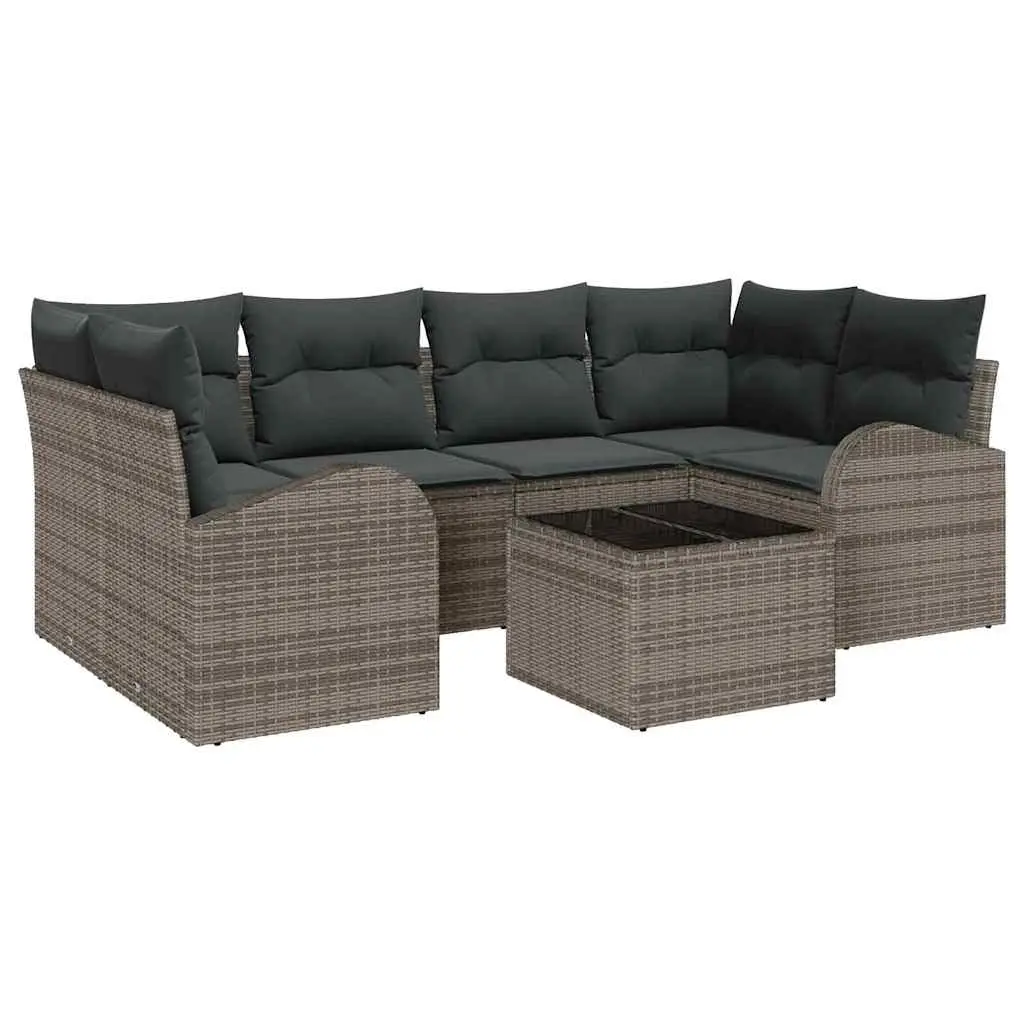 Ensemble de canapé de jardin avec stockage 7 pcs Gris polyrotin vidaXL 3354608